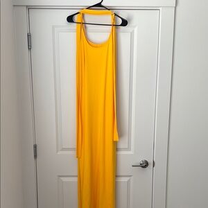 SHEIN Yellow Halter Maxi Gown for Cocktail Nights